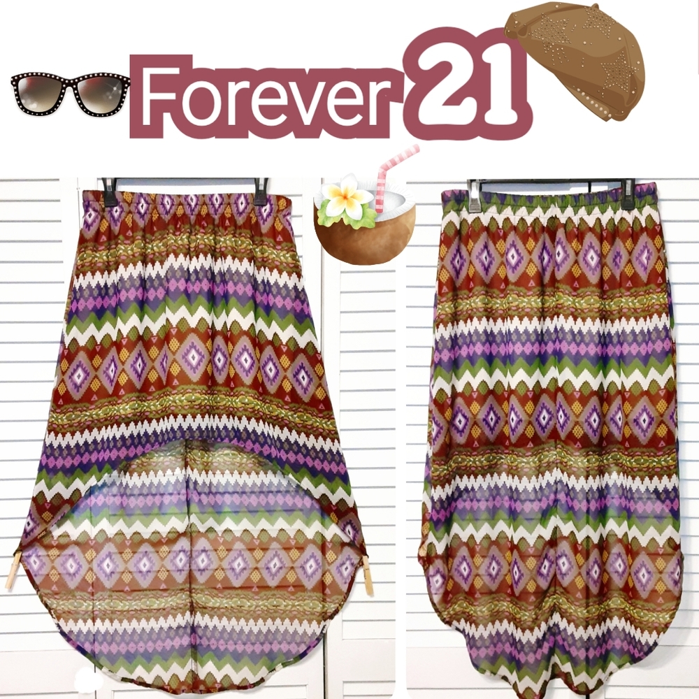 Boho Desigh High Low Forever 21 Sheer Skirt